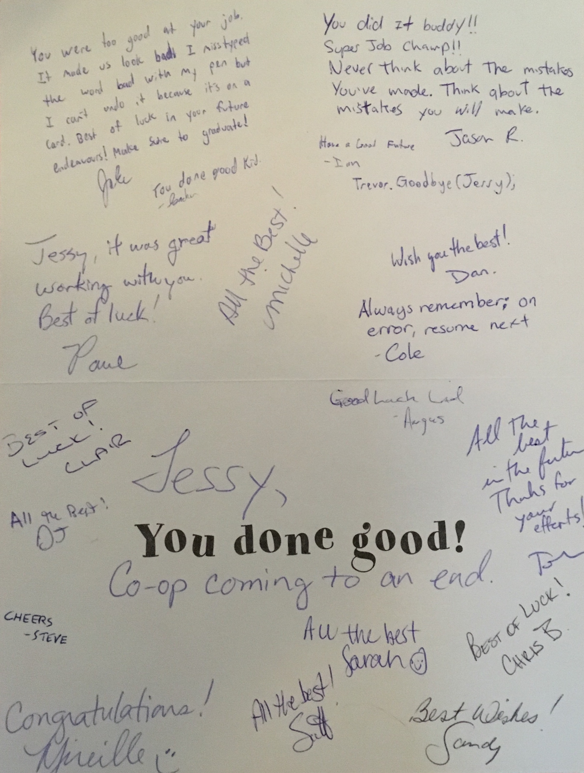 Going away card from the team